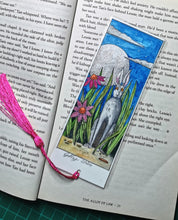 Hand coloured individual, signed art work bookmark, by the light of the moon with metallic accents
