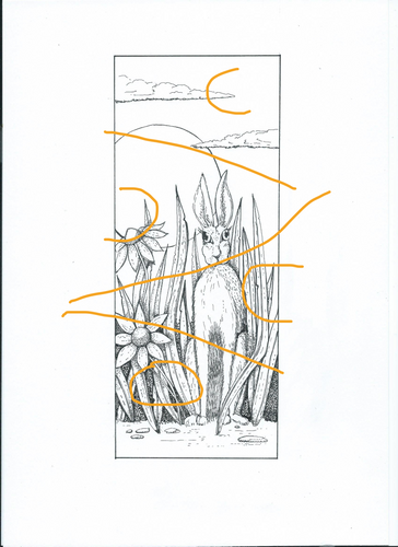 PDF  Download , book Mark and original size artwork, colouring pages Hare and Moon